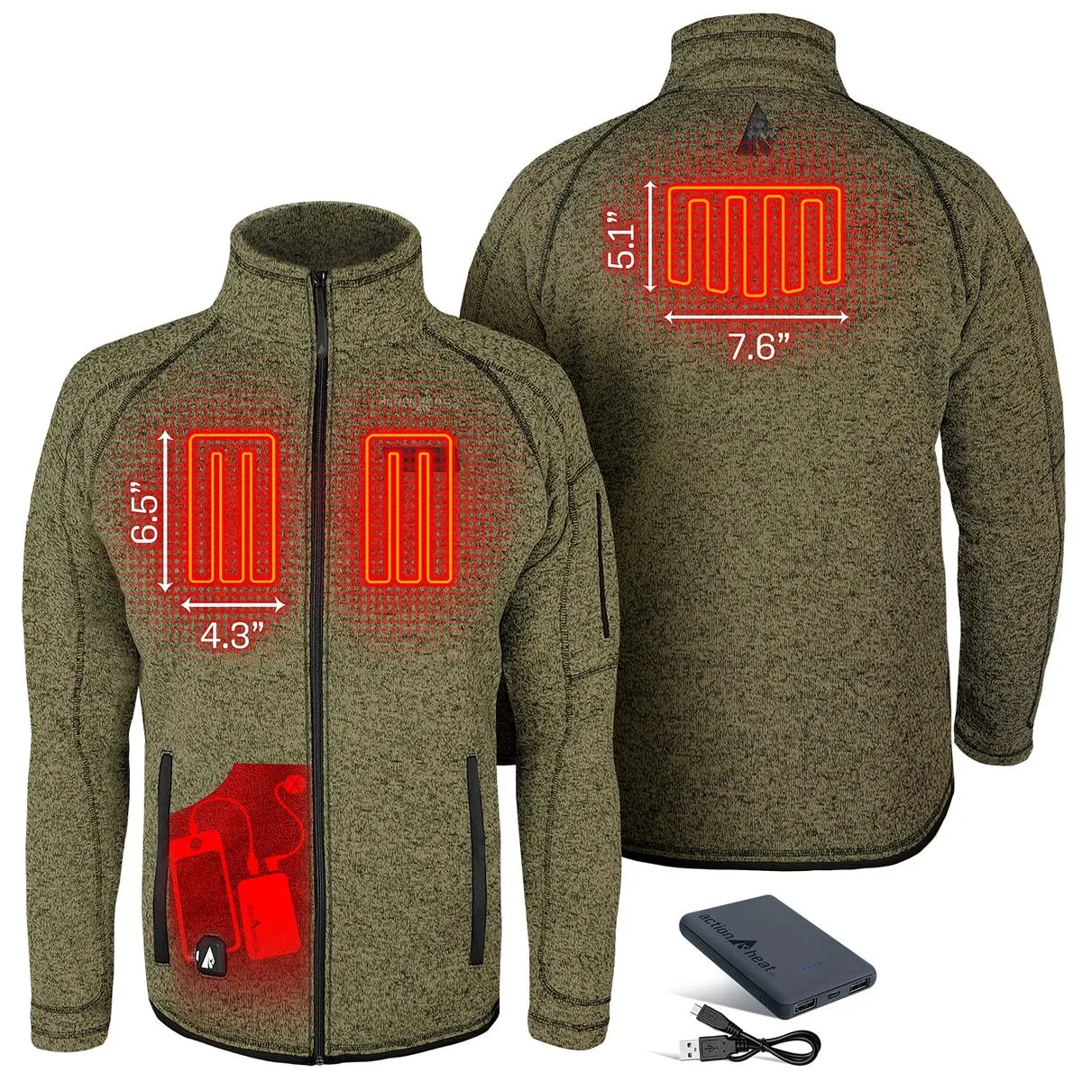 ActionHeat 5V Men's Battery Heated Sweater Jacket