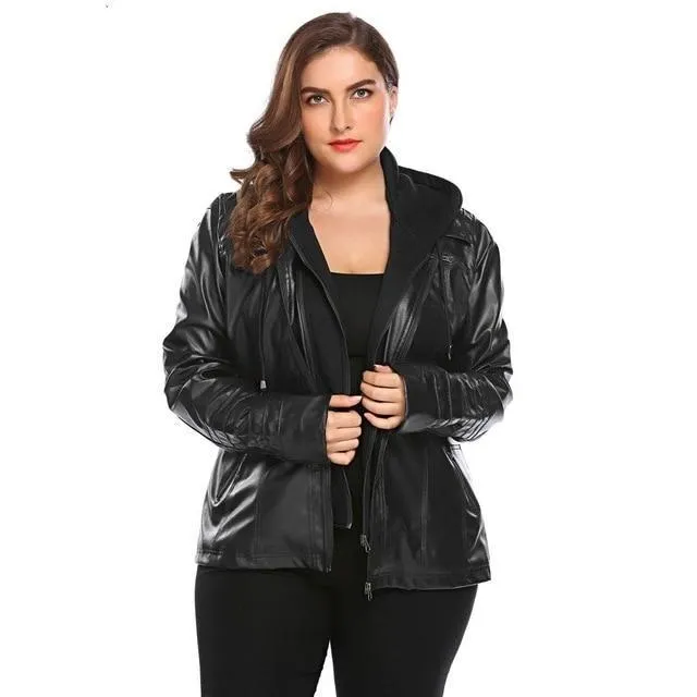 ANALUKE Faux-Leather Jacket Coat