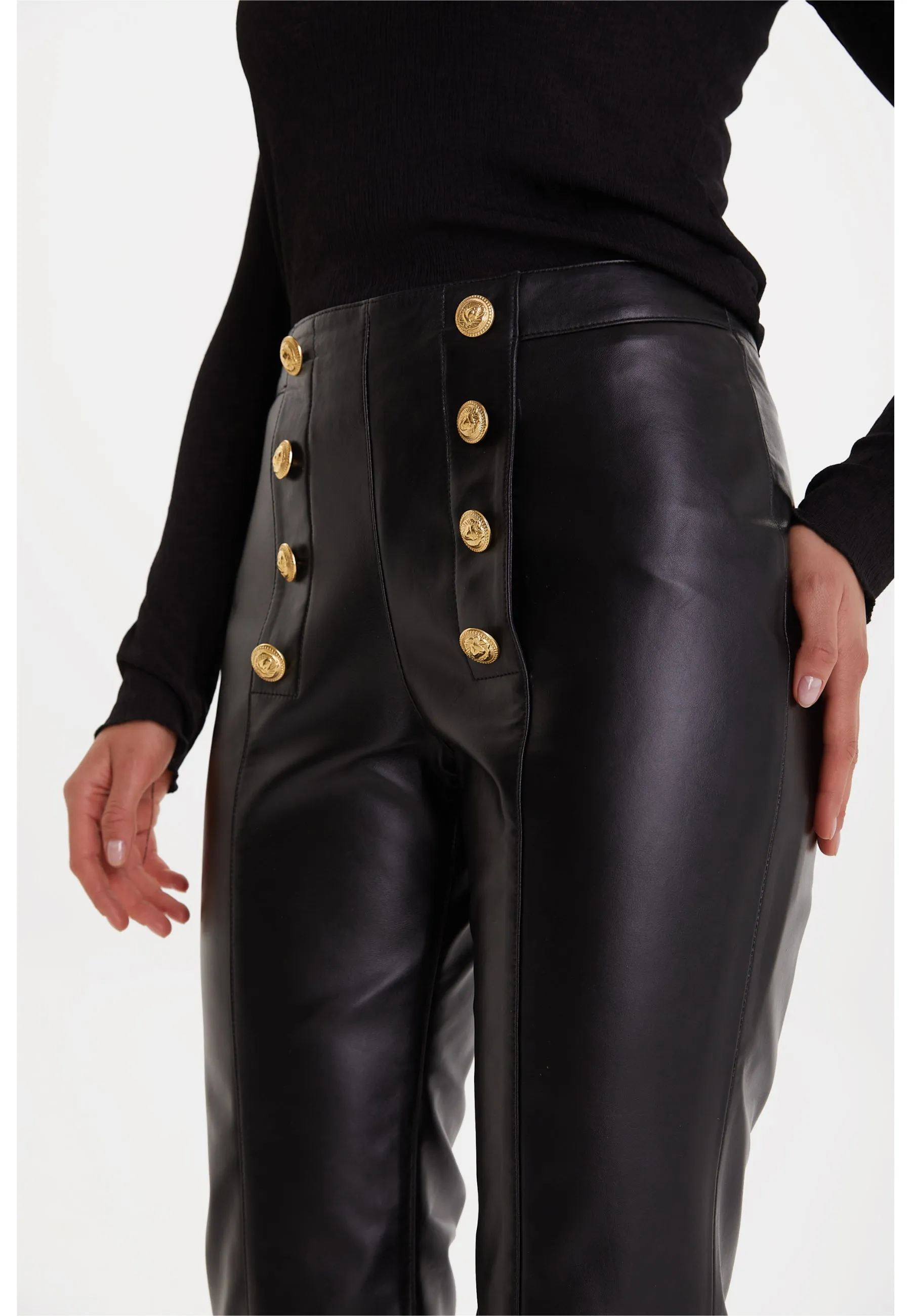 Black Leather Women's Pants