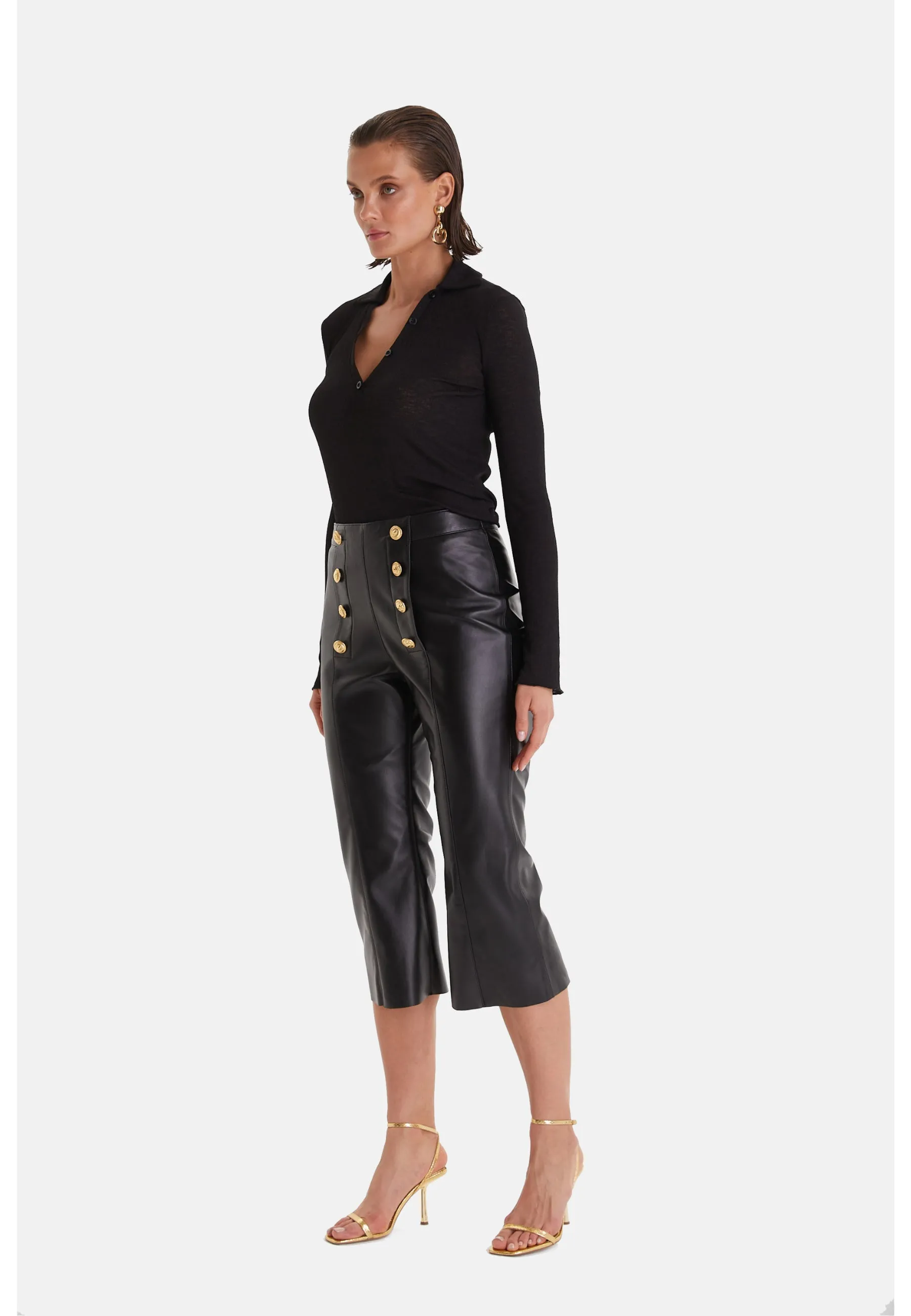 Black Leather Women's Pants