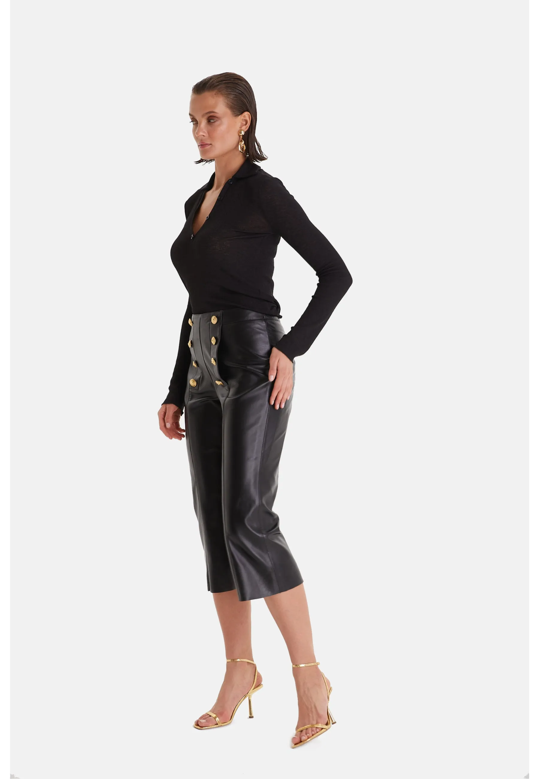 Black Leather Women's Pants