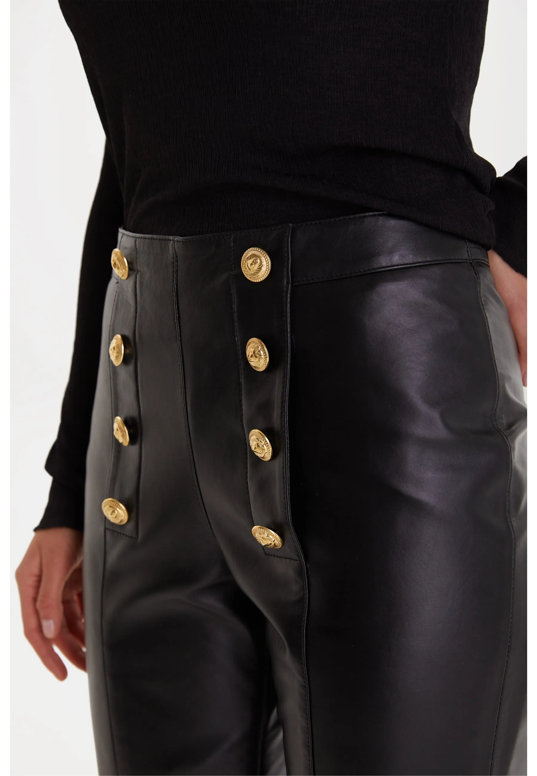 Black Leather Women's Pants