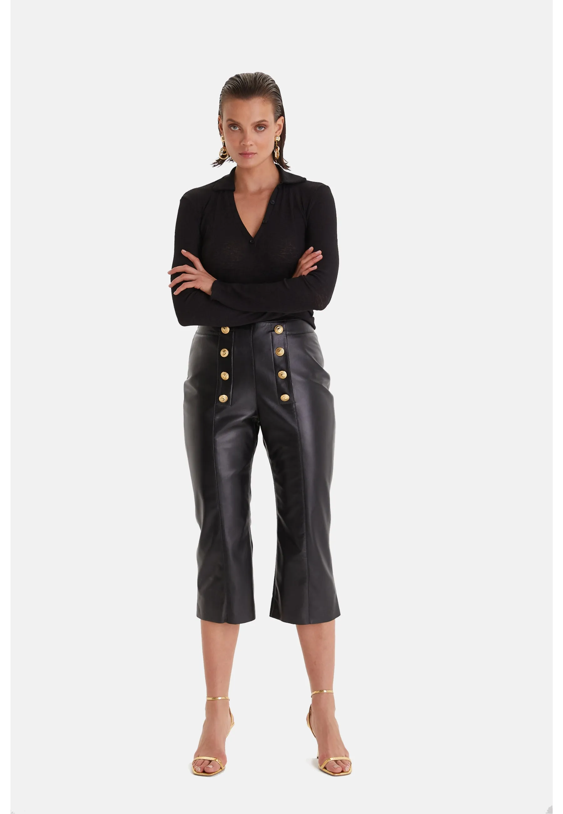 Black Leather Women's Pants