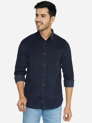 Blue Solid Slim Fit Semi Casual Shirt | JadeBlue