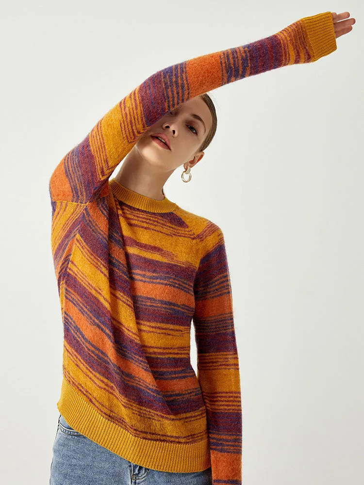 Bright Eyes Tie Dye Stripe Balloon Sleeve Sweater Top