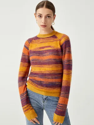 Bright Eyes Tie Dye Stripe Balloon Sleeve Sweater Top