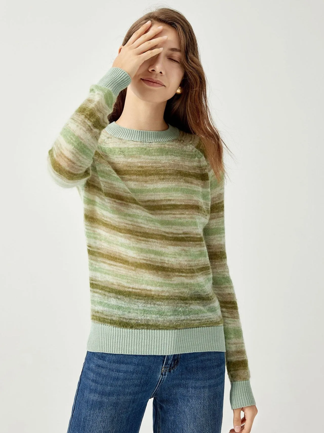 Bright Eyes Tie Dye Stripe Balloon Sleeve Sweater Top