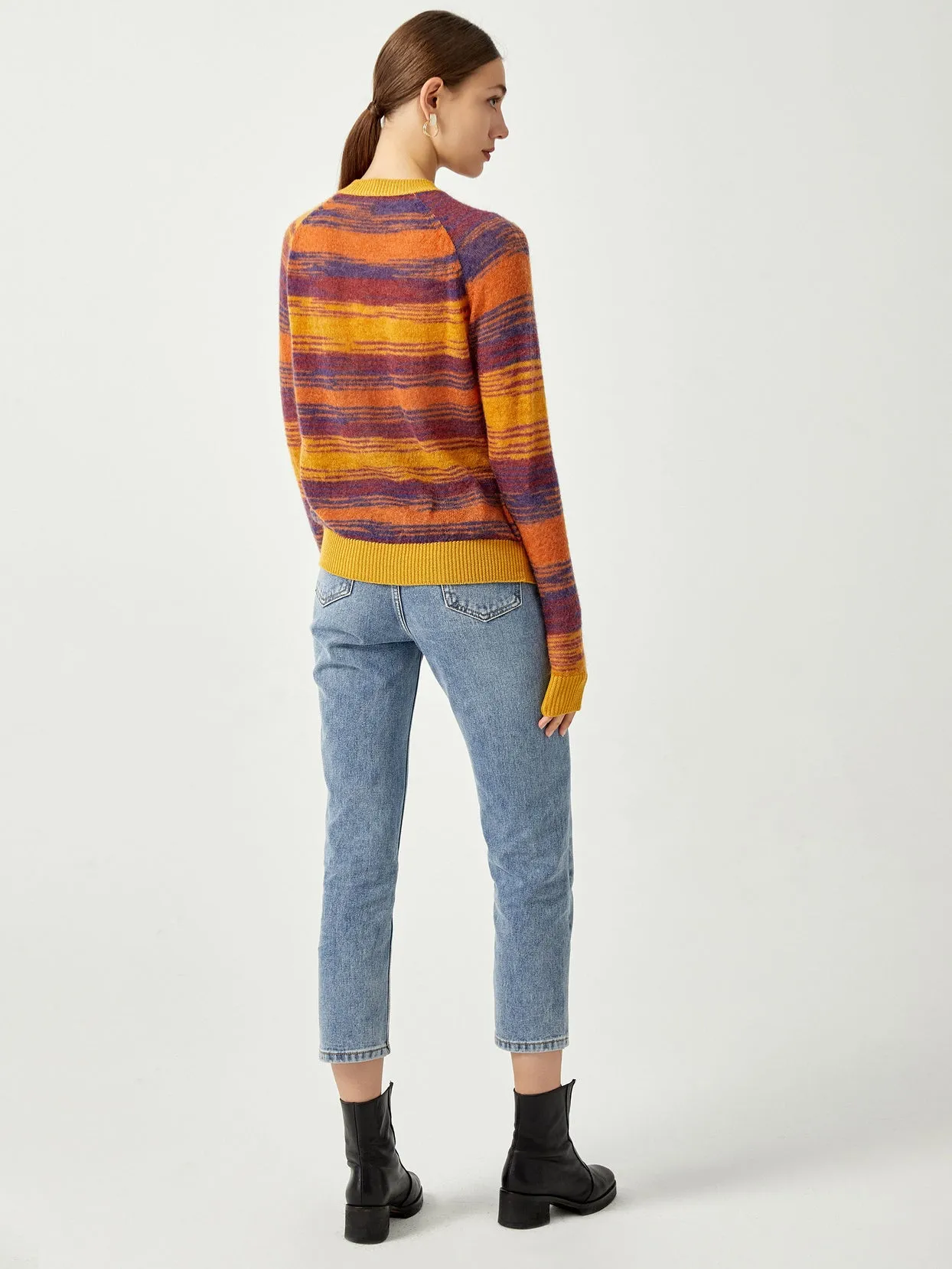 Bright Eyes Tie Dye Stripe Balloon Sleeve Sweater Top