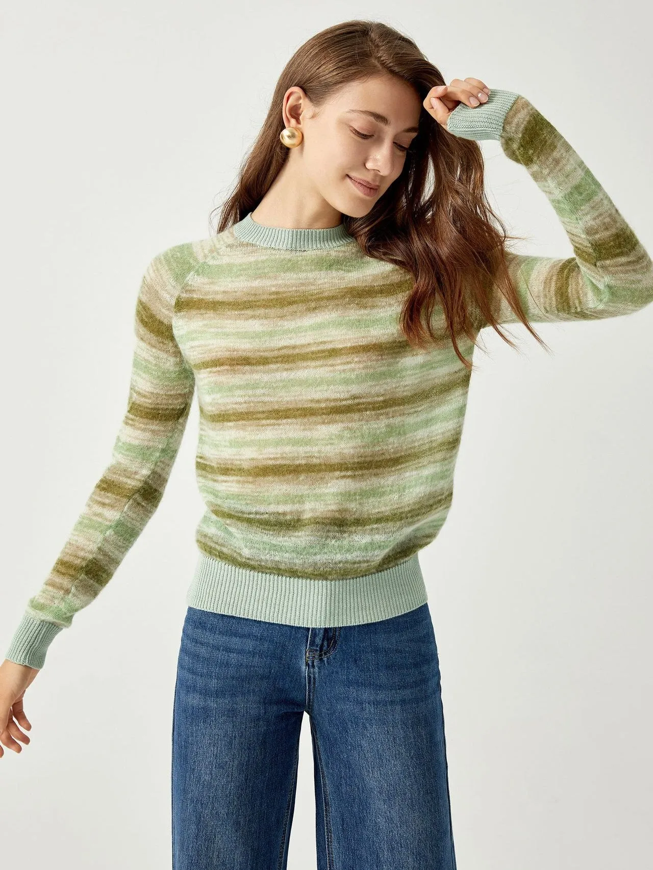 Bright Eyes Tie Dye Stripe Balloon Sleeve Sweater Top