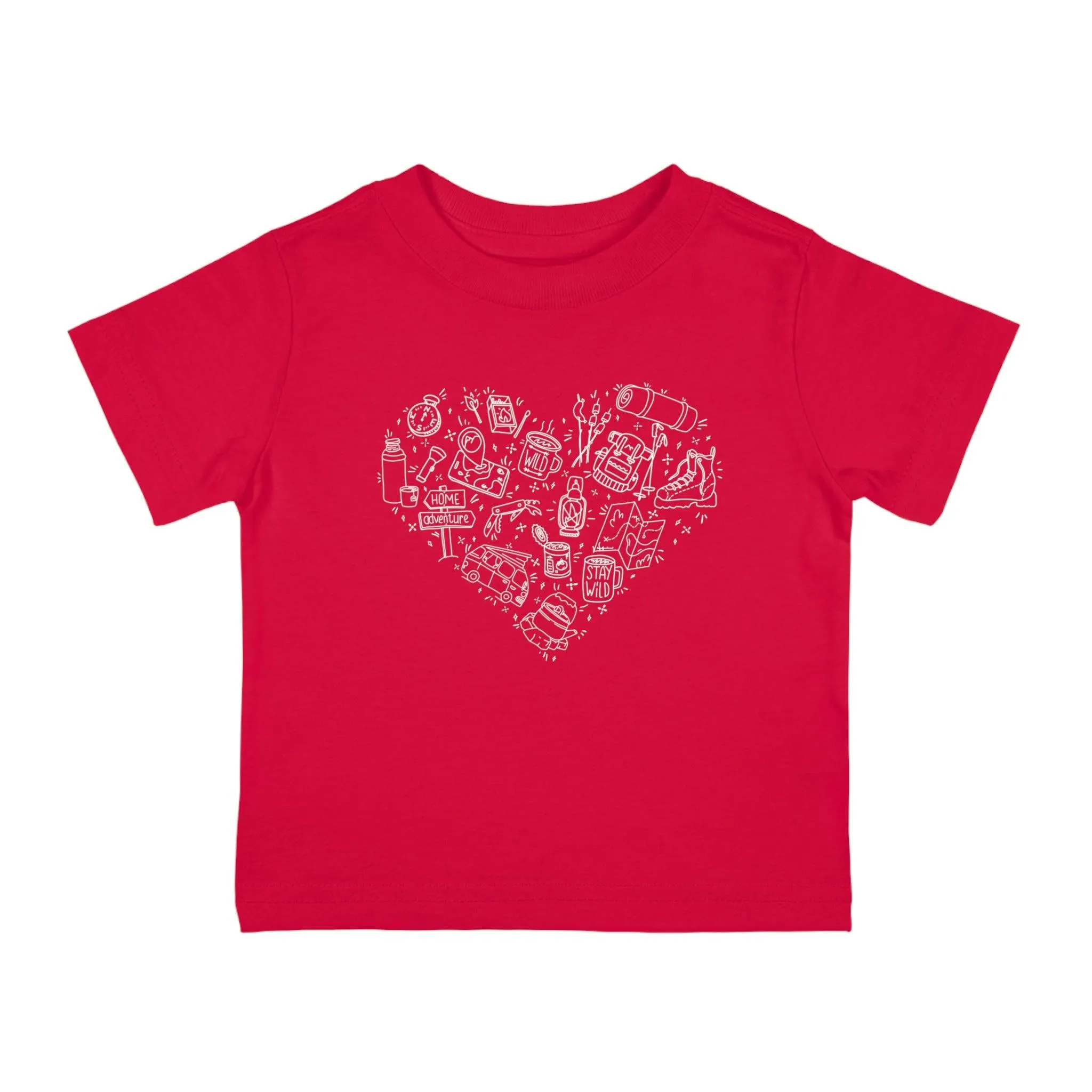 Camping Illustration Heart Infant 100% Cotton Jersey T-Shirt