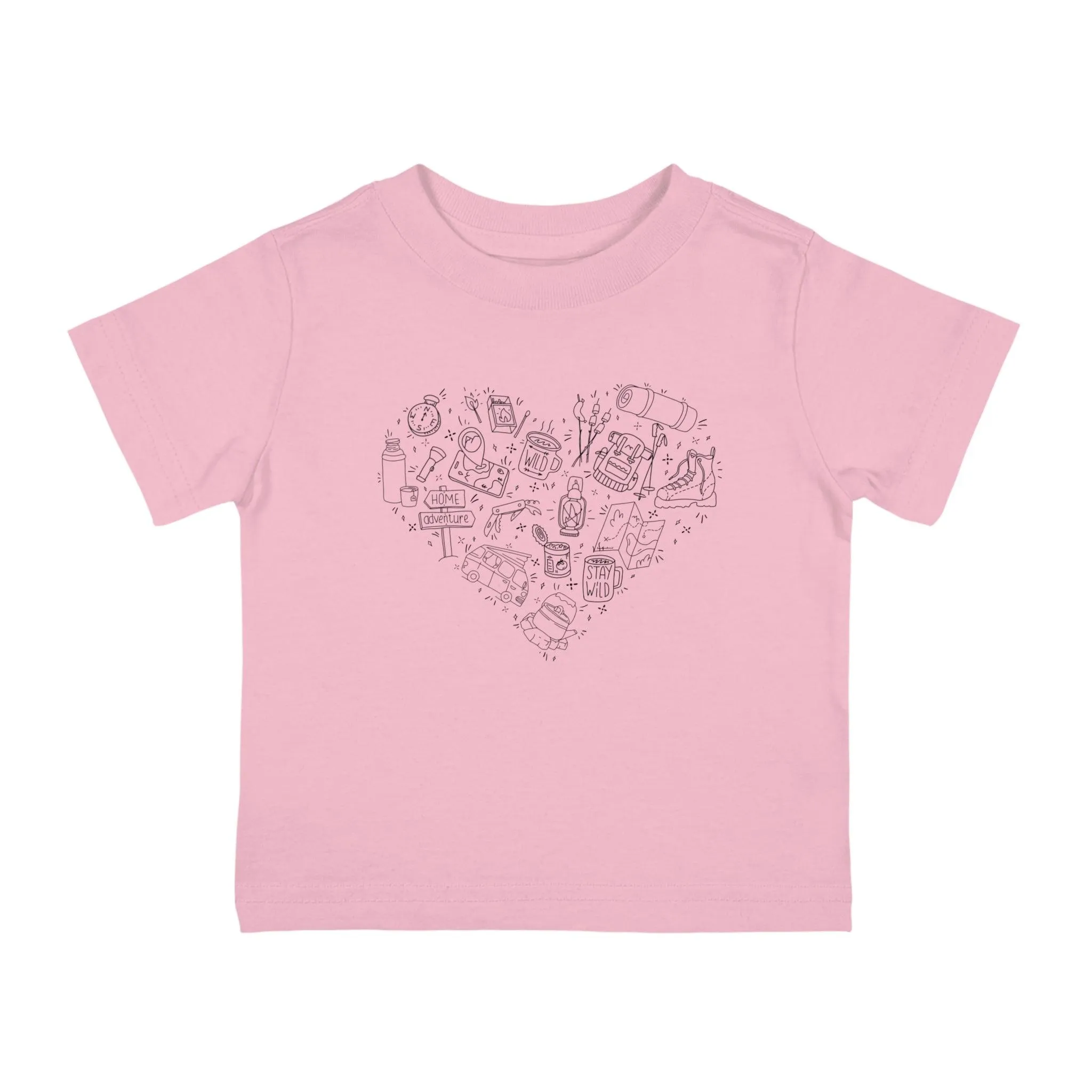 Camping Illustration Heart Infant 100% Cotton Jersey T-Shirt