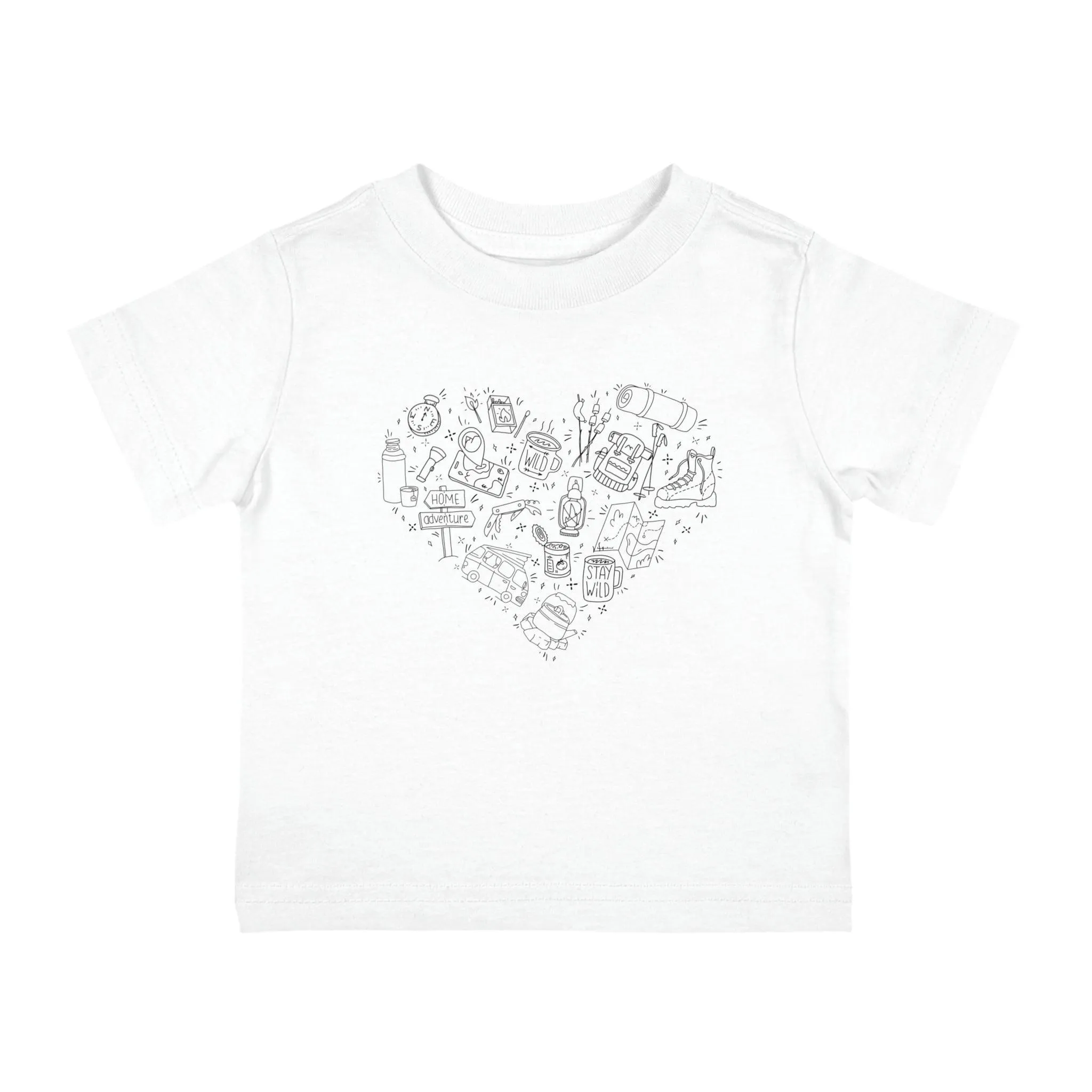 Camping Illustration Heart Infant 100% Cotton Jersey T-Shirt