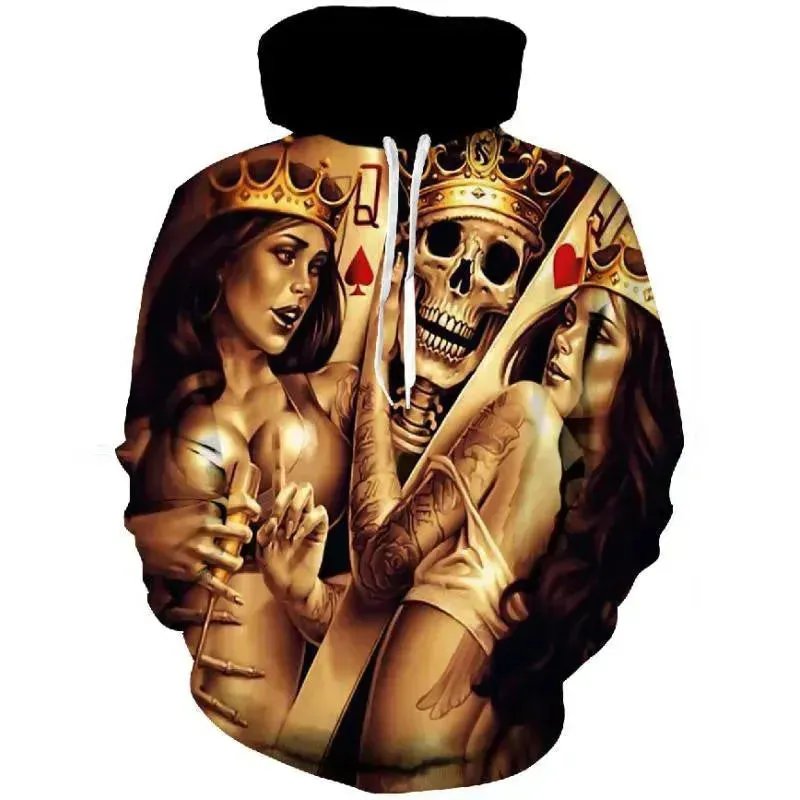 Casual Street fashion Gothic Printed Hoodie Pullover Sweatshirt For Men