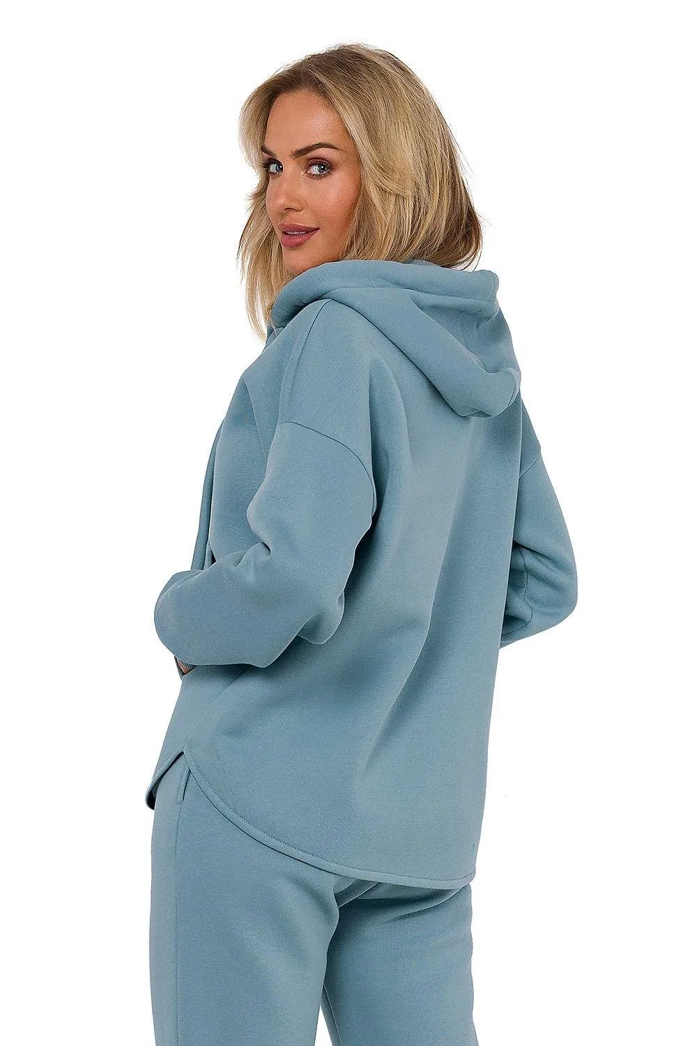 Cozy Knitted Zip-Up Sweater - Women's Sweatshirt with Kangaroo Pocket