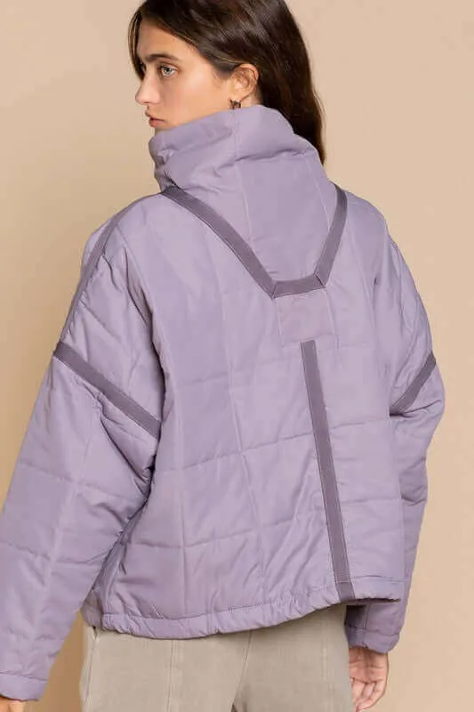 Cozy Quilted High Neck Jacket with Pockets