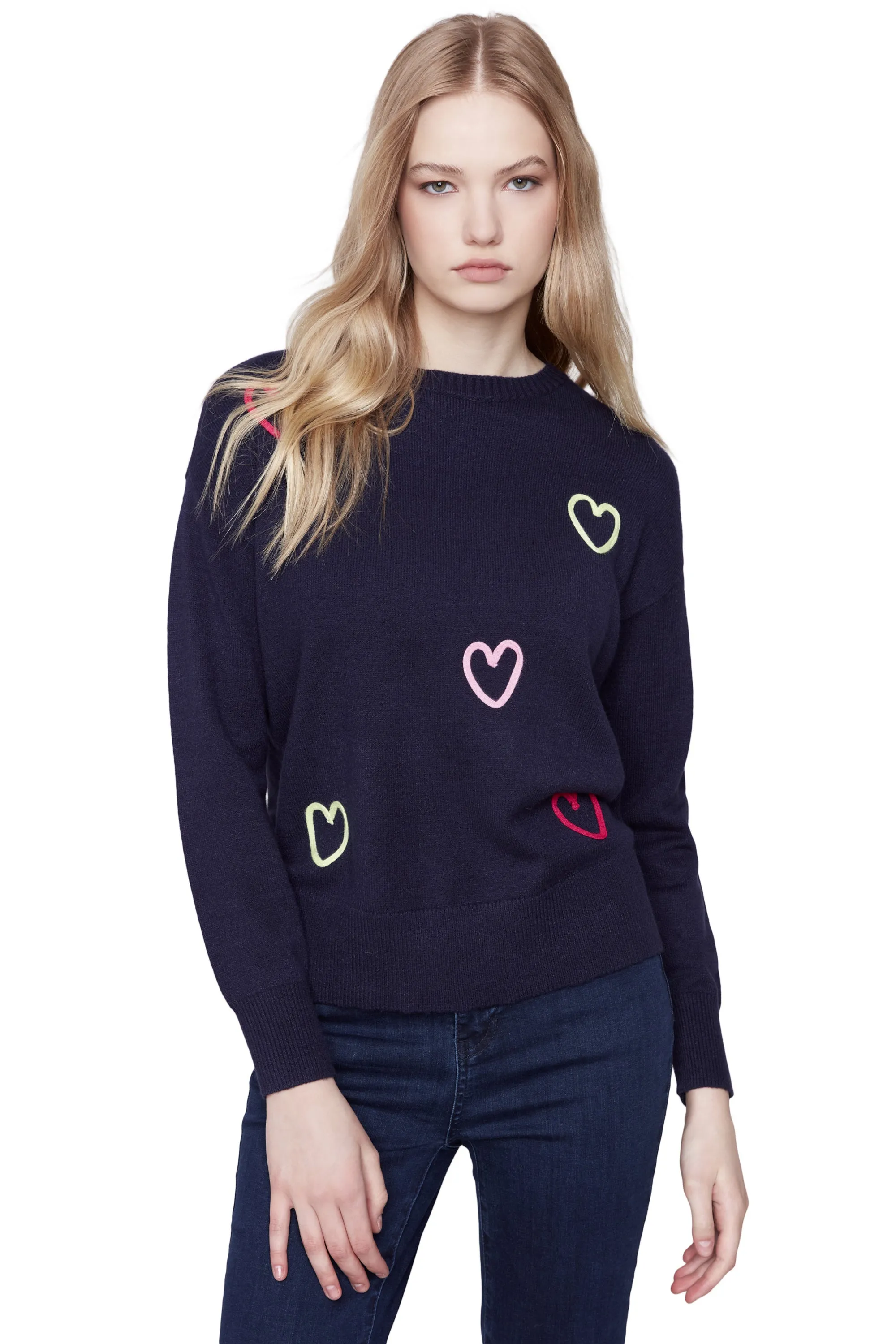 Embroidered Hearts Sweater