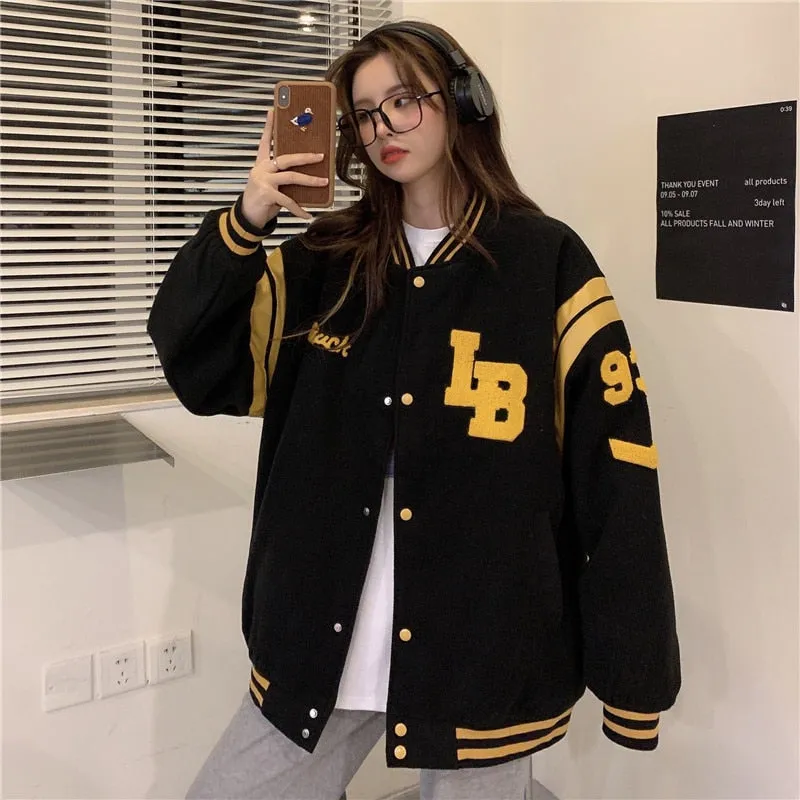 Fashionkova   Vintage Baseball Bomber Jacket Women Hip Hop Letter Streetwear Autumn 2022 Varsity Jackets Men Lovers College Oversized Coats