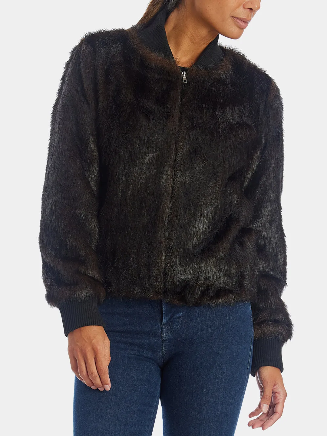 Genevieve Faux Fur Bomber Jacket