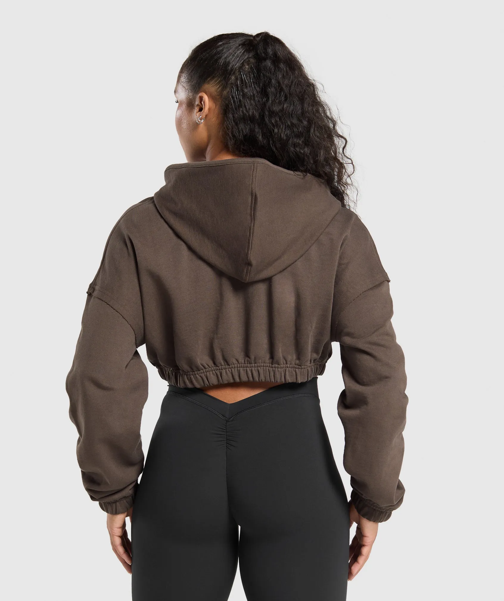 Gymshark Superset Crop Zip Hoodie - Deep Brown