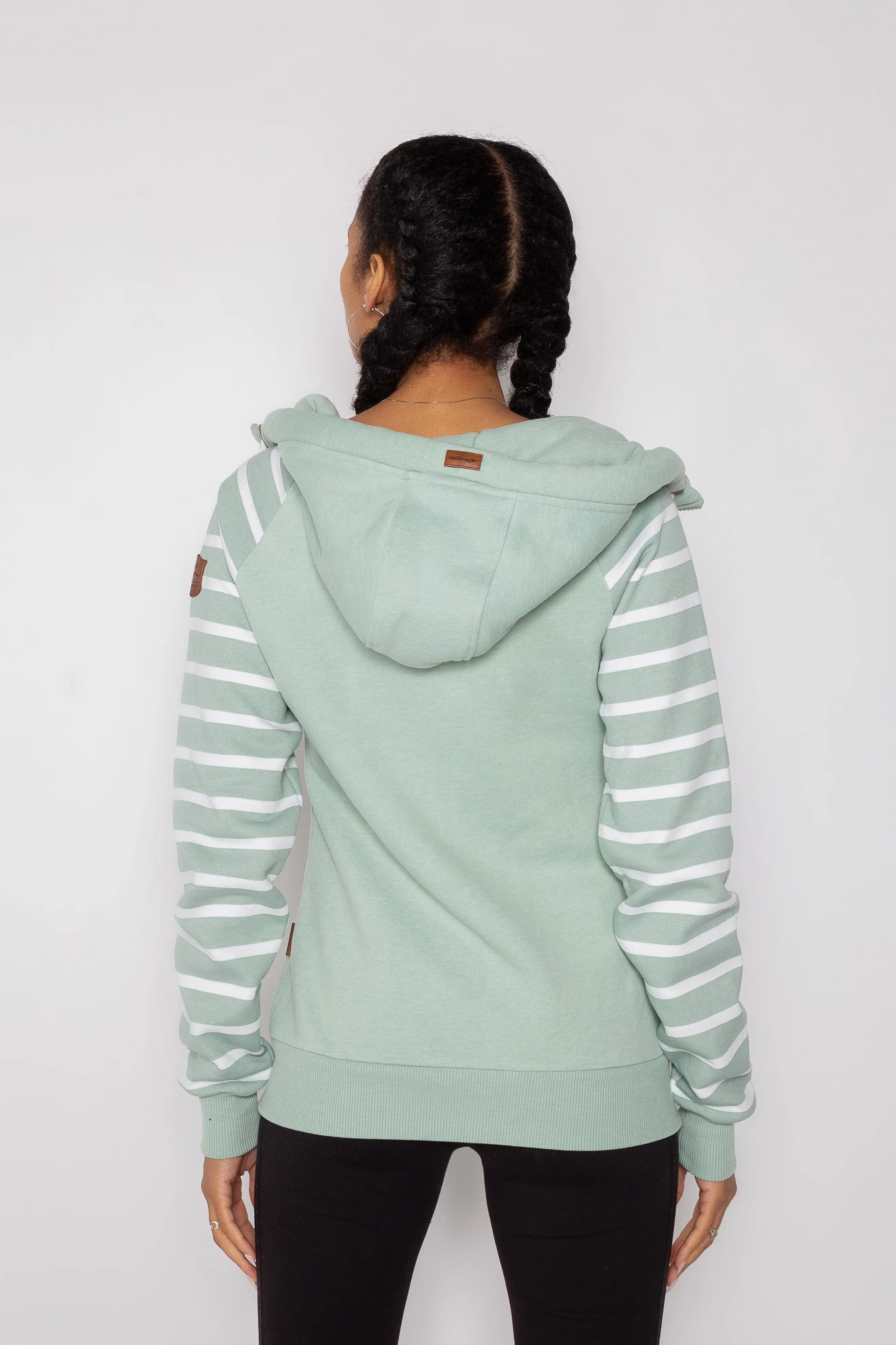 Hera Printed Stripe Sleeve Green Bay Full-Zip Hoodie