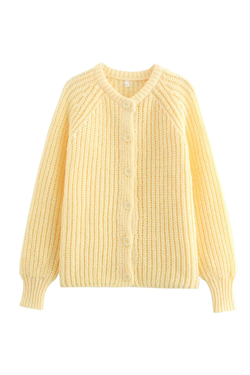 HWS1370 Cozy Knit Button-Up Cardigan