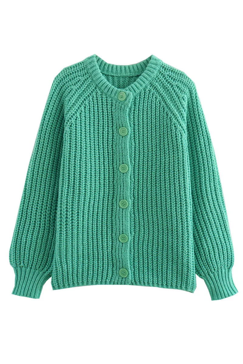 HWS1370 Cozy Knit Button-Up Cardigan