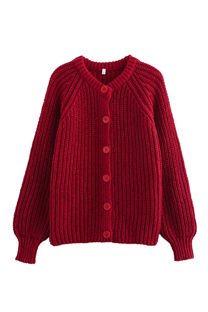 HWS1370 Cozy Knit Button-Up Cardigan