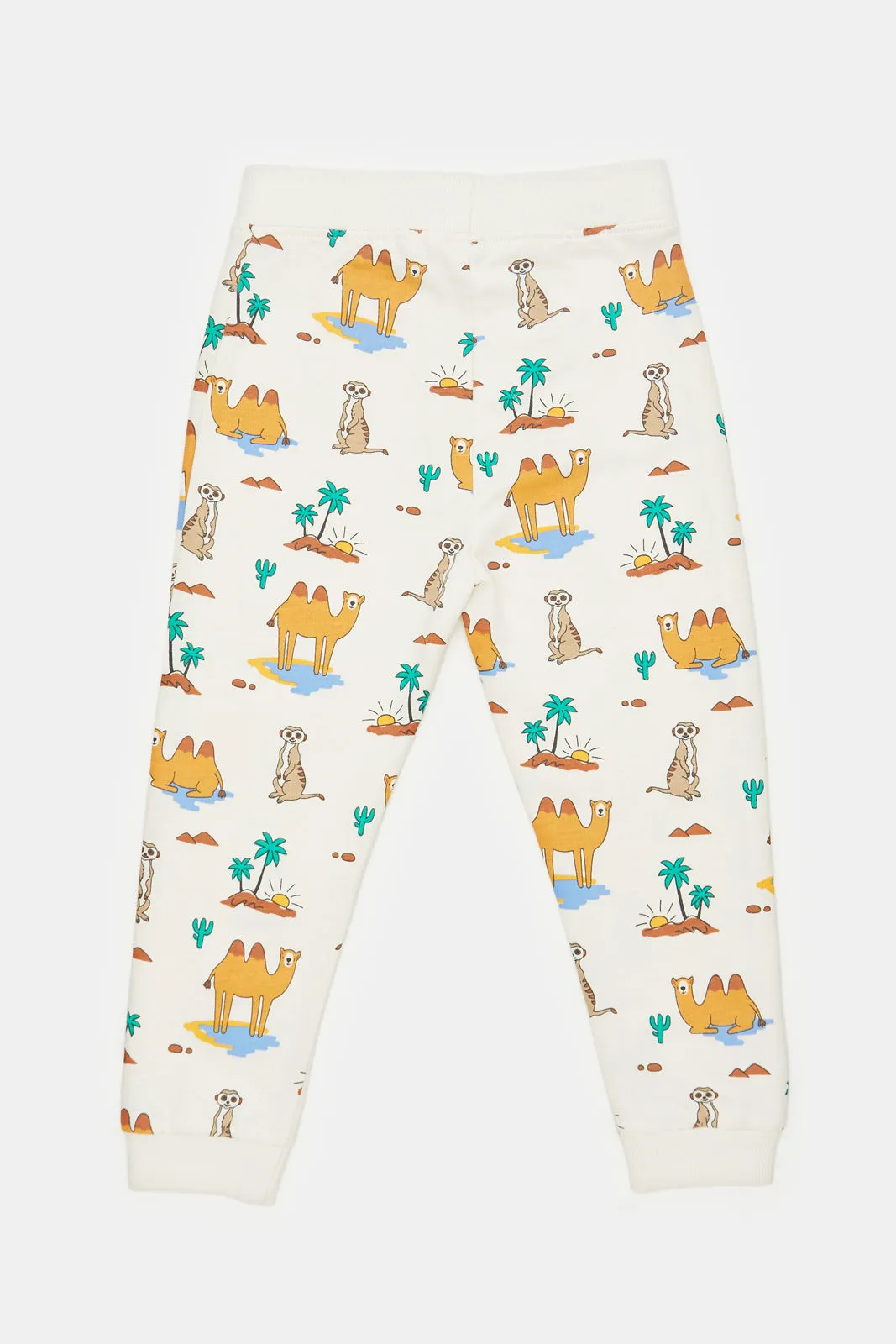 Infant Boys Cream Camel Print Active Pants