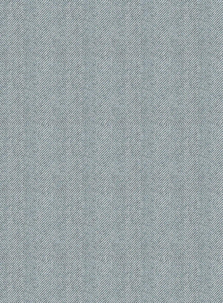 Italian Wide Herringbone Light Blue Tweed Jacket