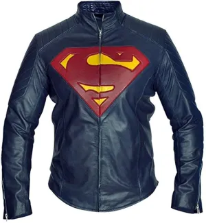 Justice League Superman Blue Leather Jacket