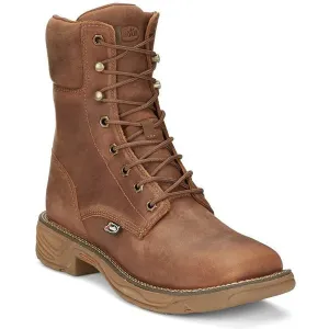 Justin Men's Rush 8" WP Lace Up Western Work Boot -Brown- SE467