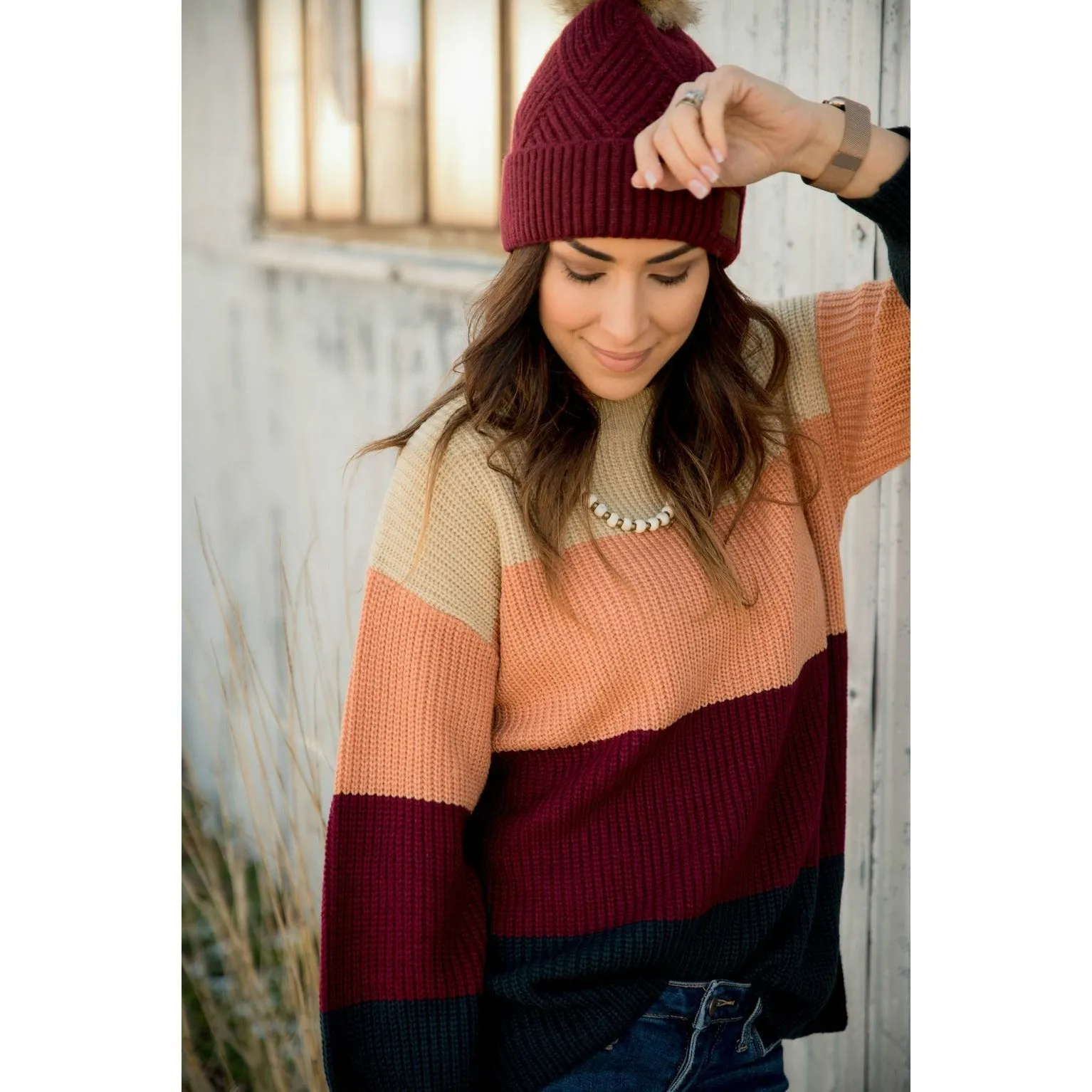 Knit Color Blocked Sweater