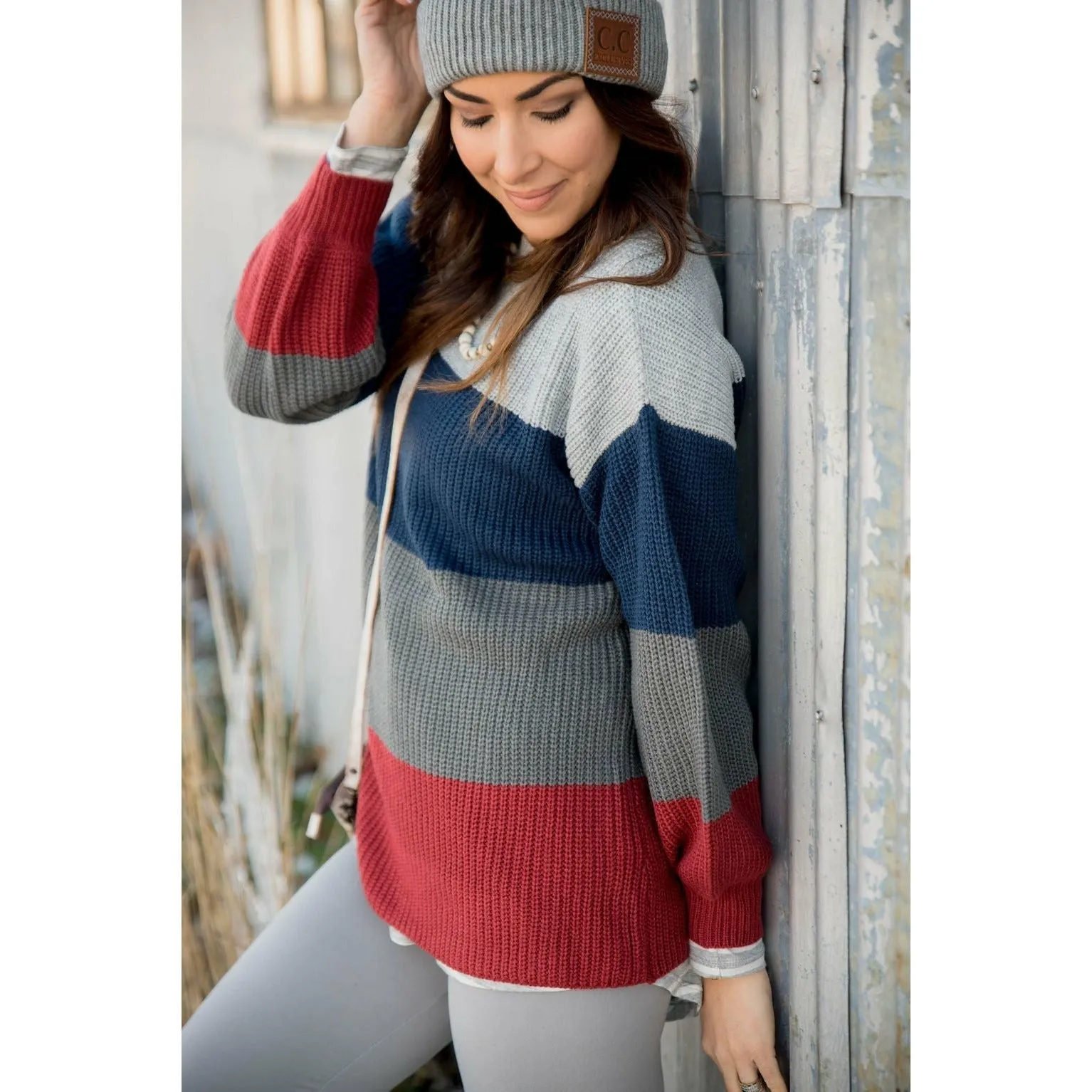 Knit Color Blocked Sweater