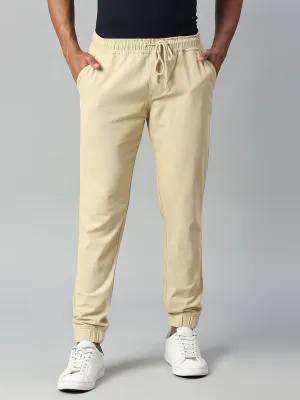 Men's Straight Fit Cotton Joggers (Lightkhaki)