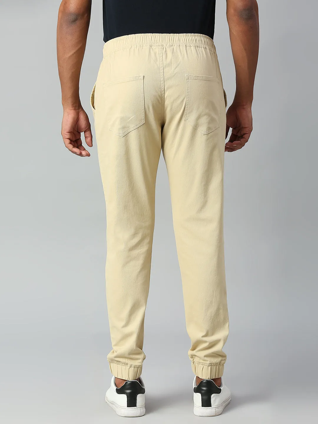 Men's Straight Fit Cotton Joggers (Lightkhaki)