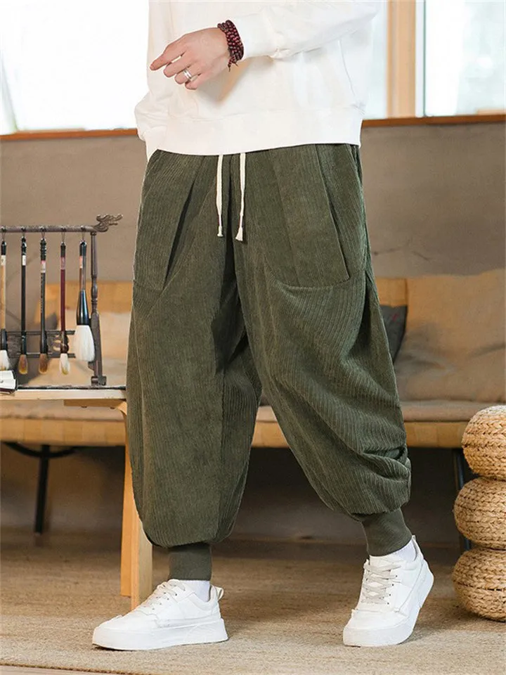 Men's Stylish Oversized Corduroy Ankle Tied Pants