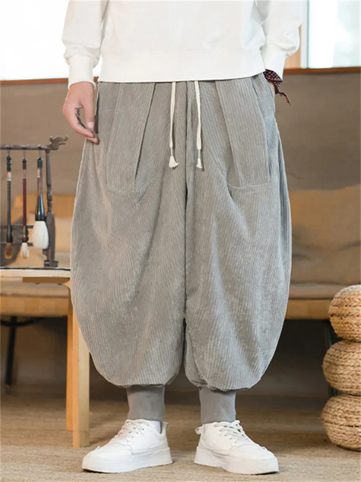 Men's Stylish Oversized Corduroy Ankle Tied Pants