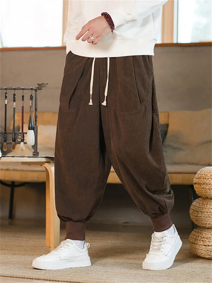 Men's Stylish Oversized Corduroy Ankle Tied Pants