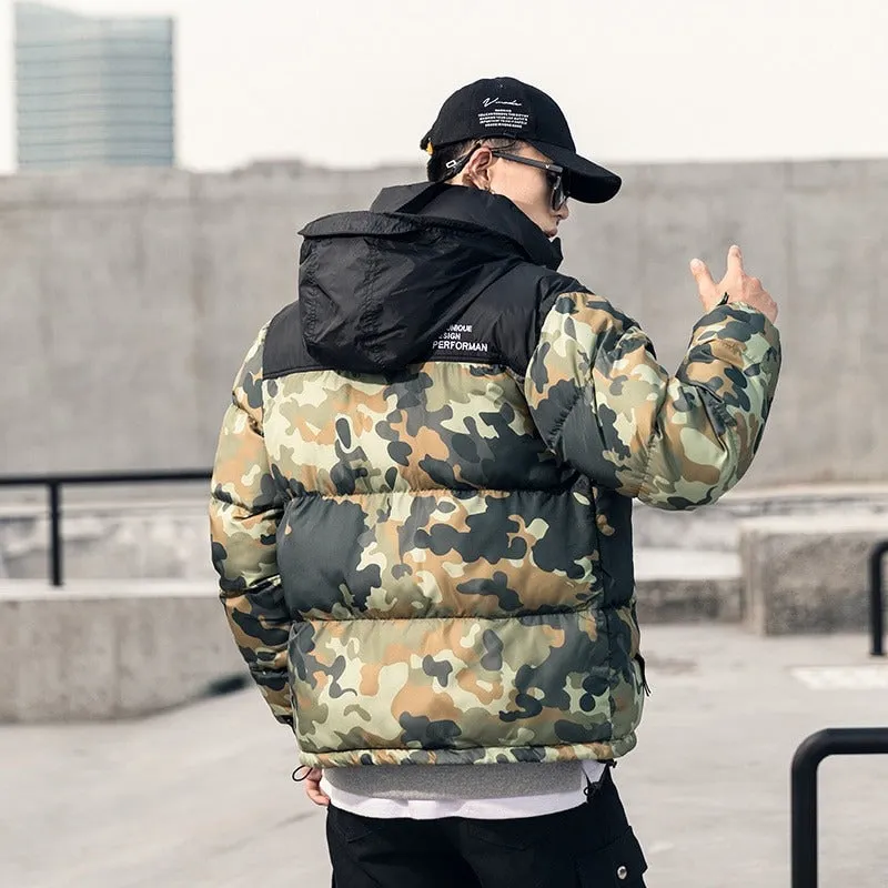 Men's Warm Thick Windproof Hooded Camouflage Jacket