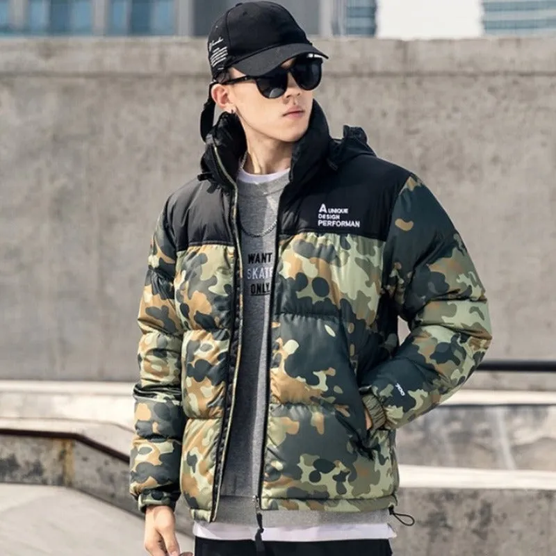 Men's Warm Thick Windproof Hooded Camouflage Jacket