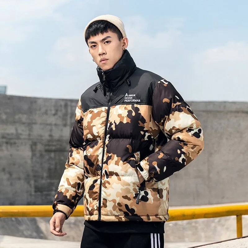 Men's Warm Thick Windproof Hooded Camouflage Jacket