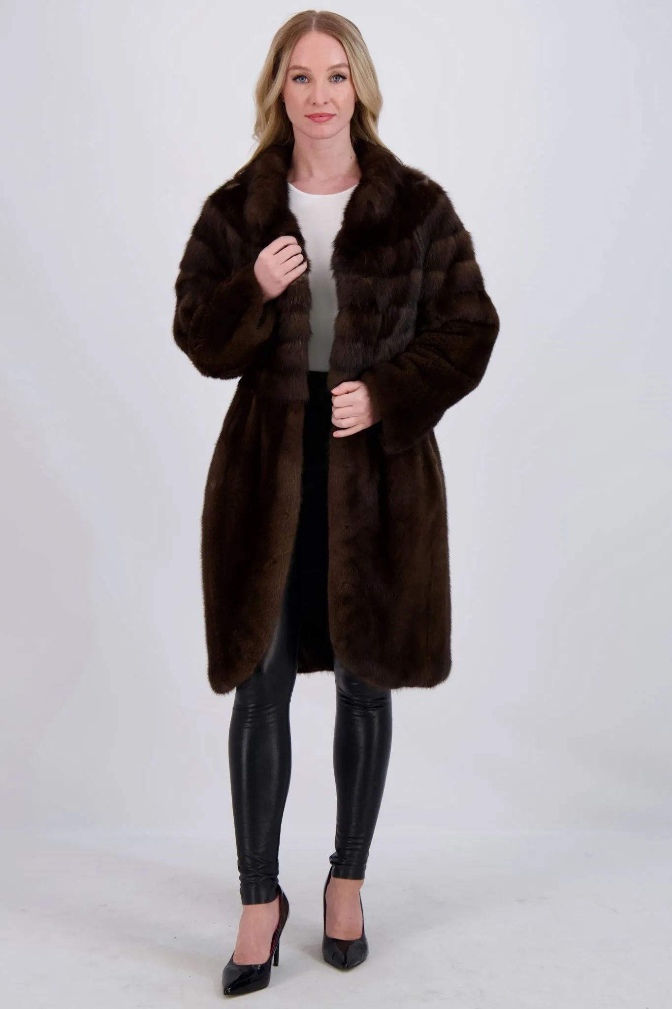 MINK SHORT COAT WITH SABLE