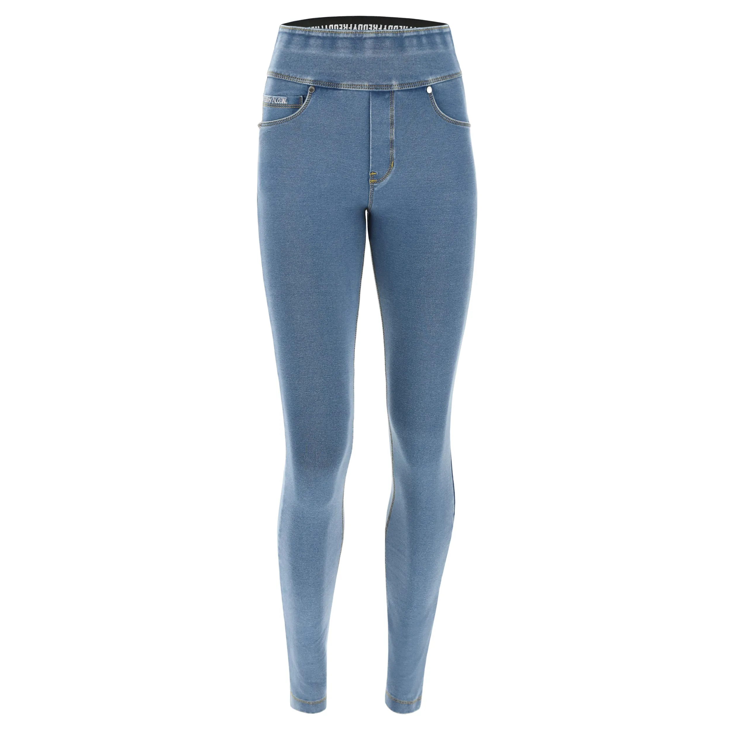 (NOWY1MC003-J4Y) N.O.W.® PANTS DENIM-EFFECT JERSEY LIGHT BLUE PANTS WITH A FOLDABLE WAIST