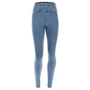 (NOWY1MC003-J4Y) N.O.W.® PANTS DENIM-EFFECT JERSEY LIGHT BLUE PANTS WITH A FOLDABLE WAIST