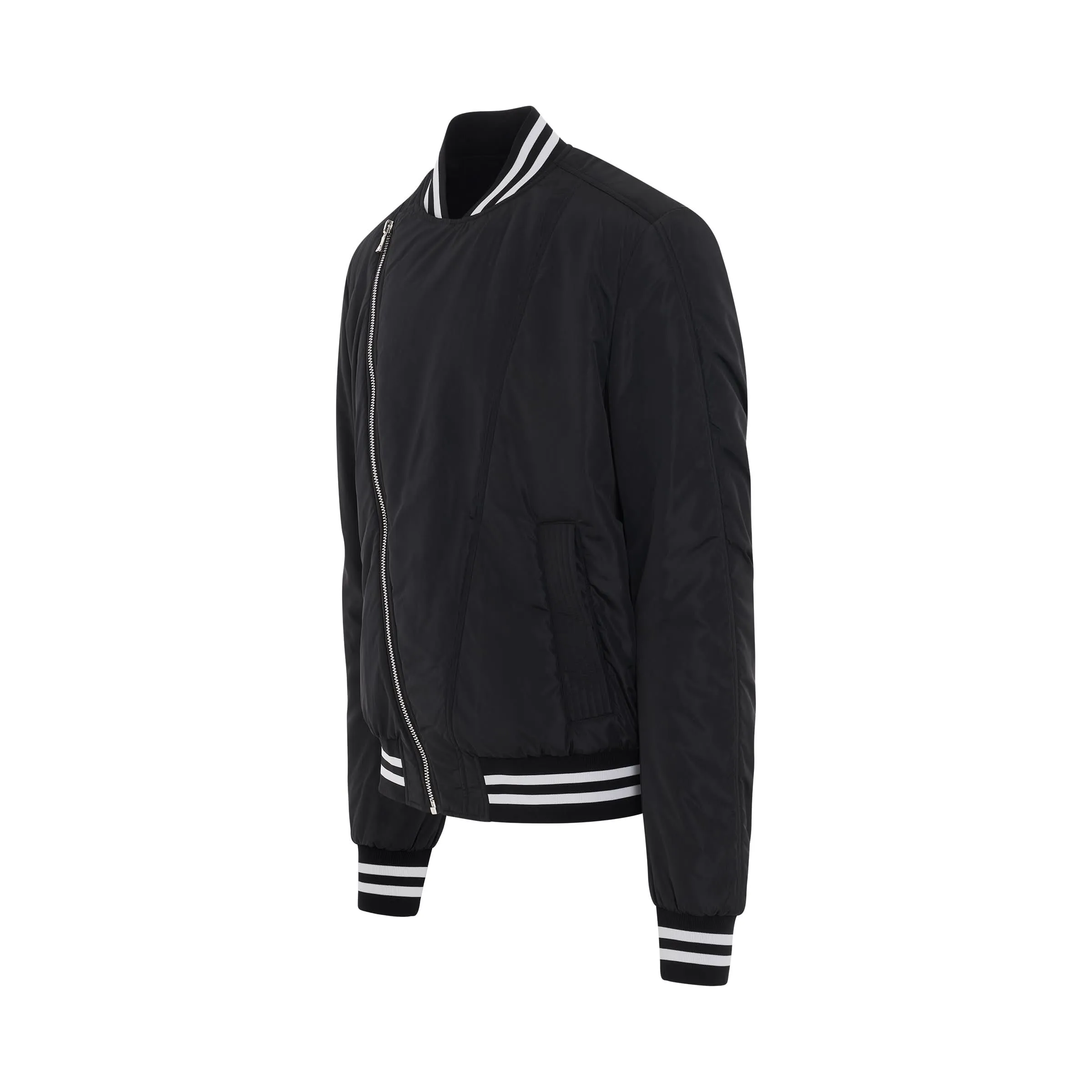 Nylon Bomber Jacket in Black/White