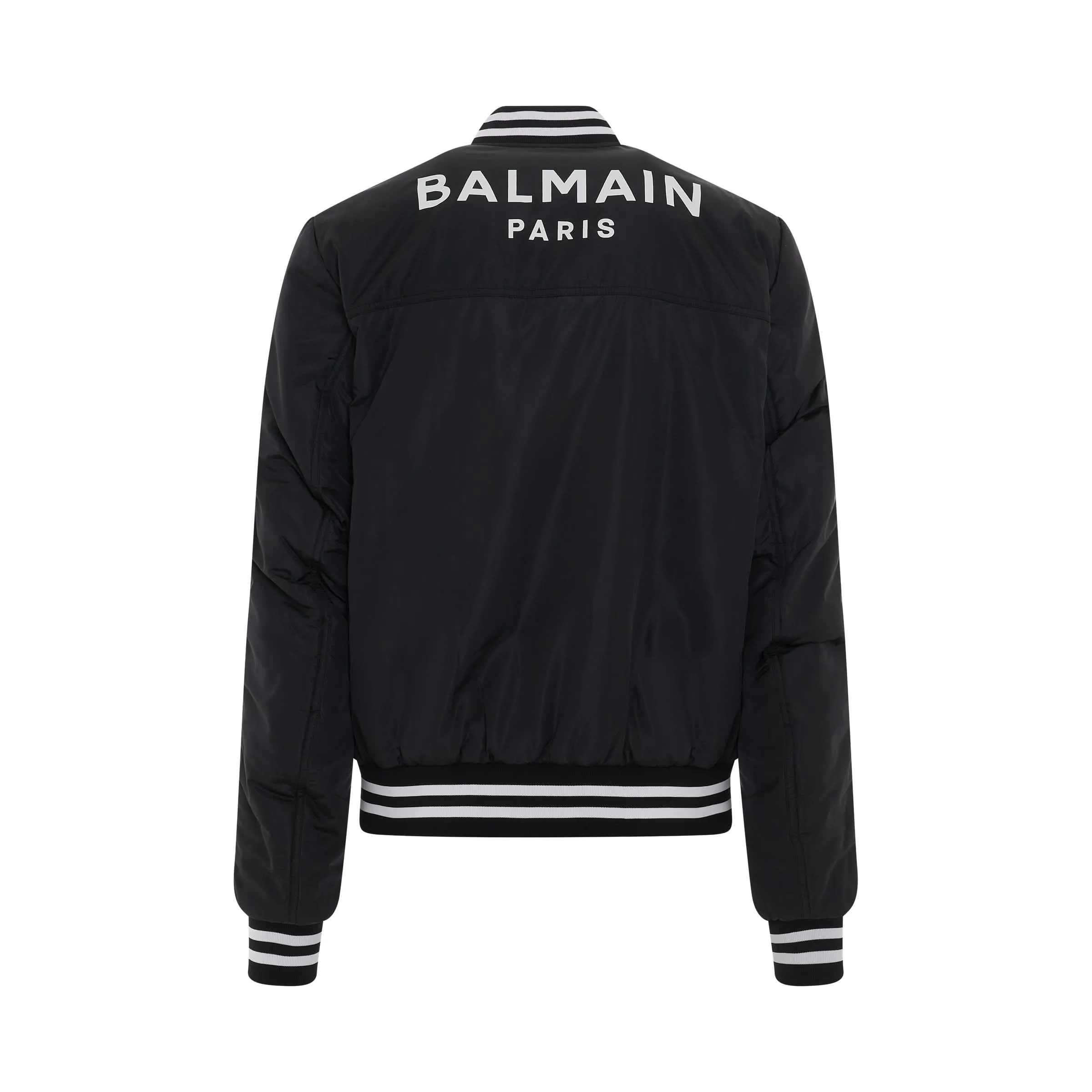 Nylon Bomber Jacket in Black/White