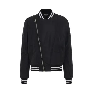 Nylon Bomber Jacket in Black/White