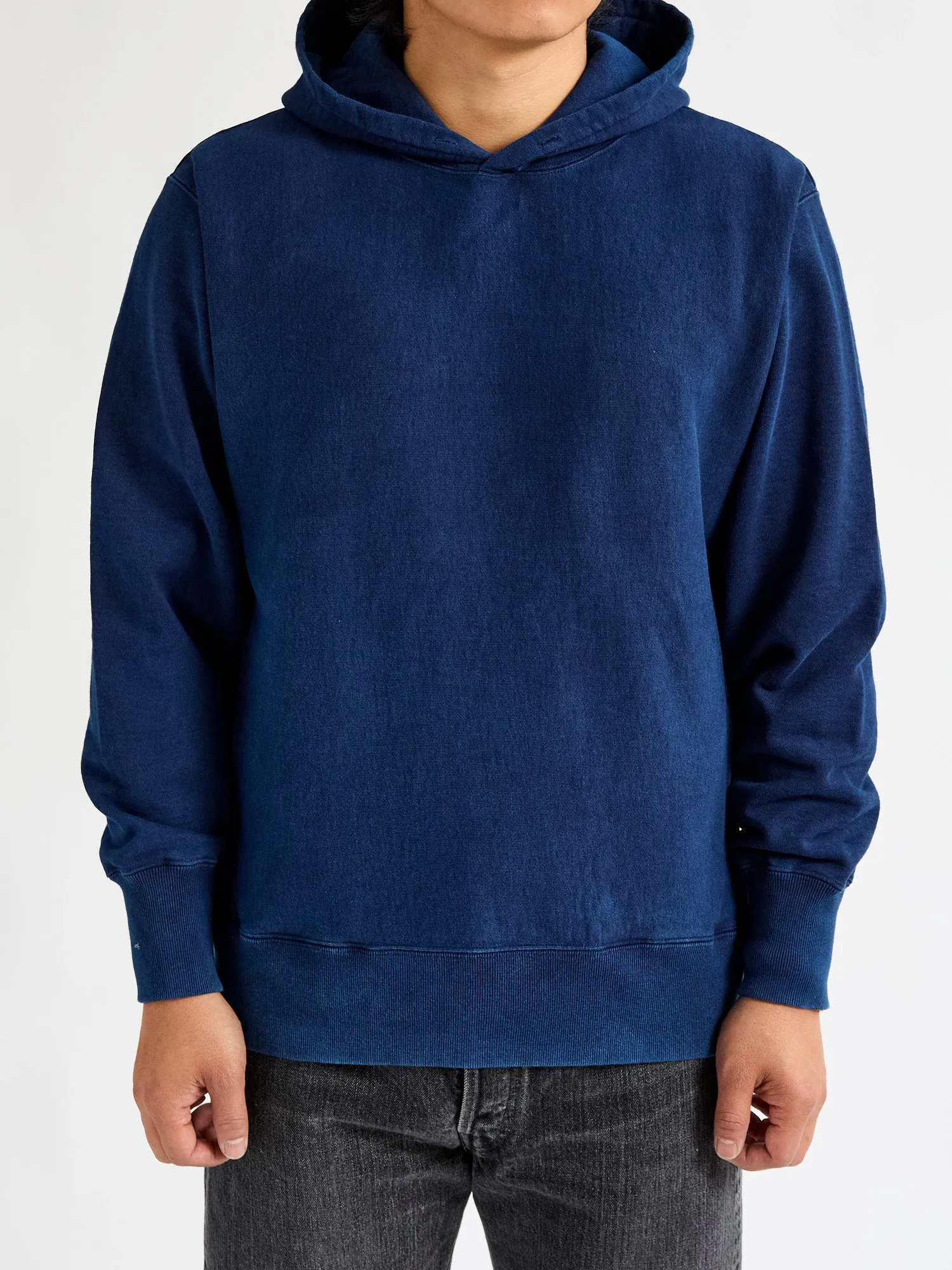 Organic Hand-Dyed Pullover Hoodie in Indigo