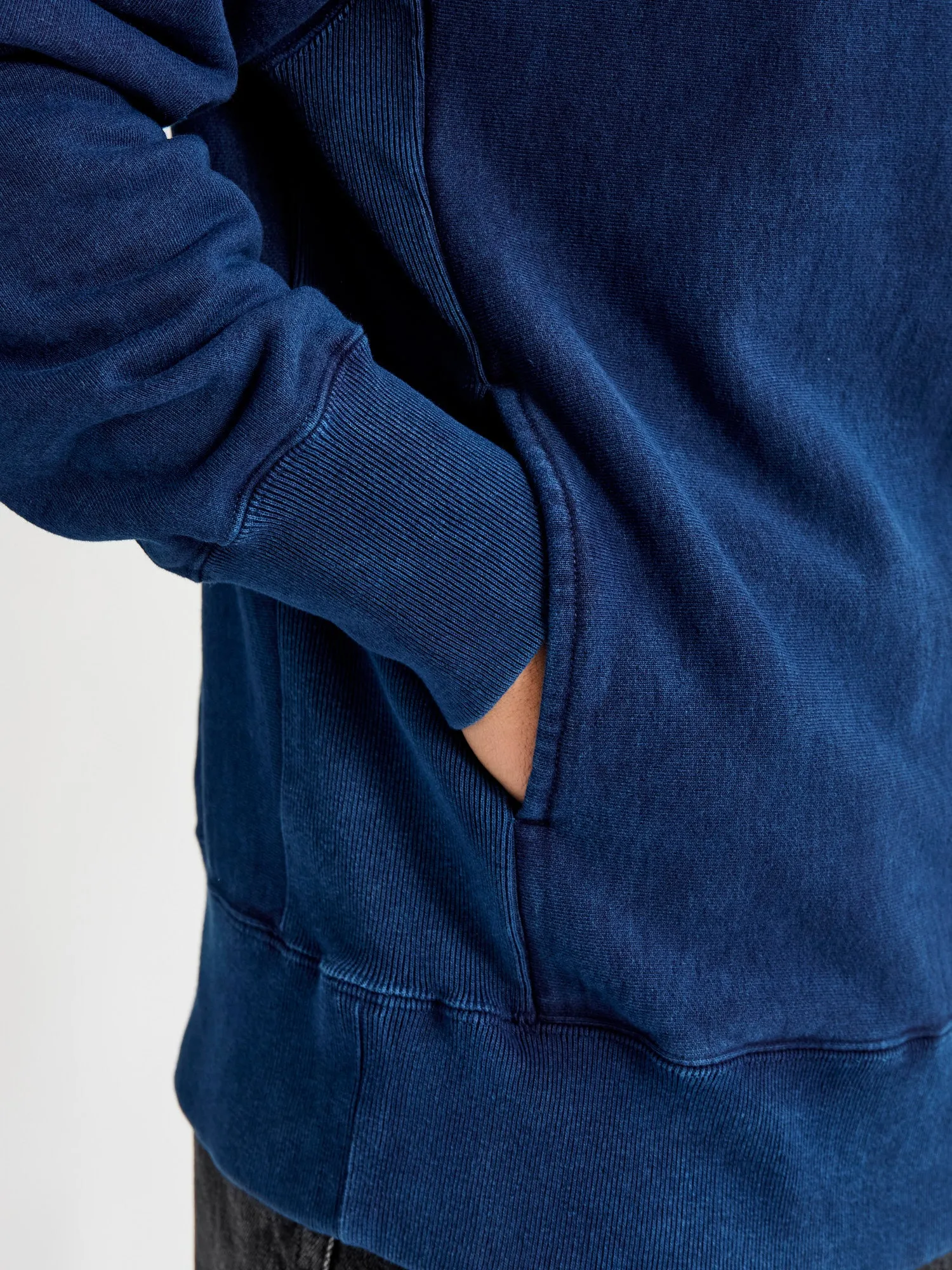 Organic Hand-Dyed Pullover Hoodie in Indigo