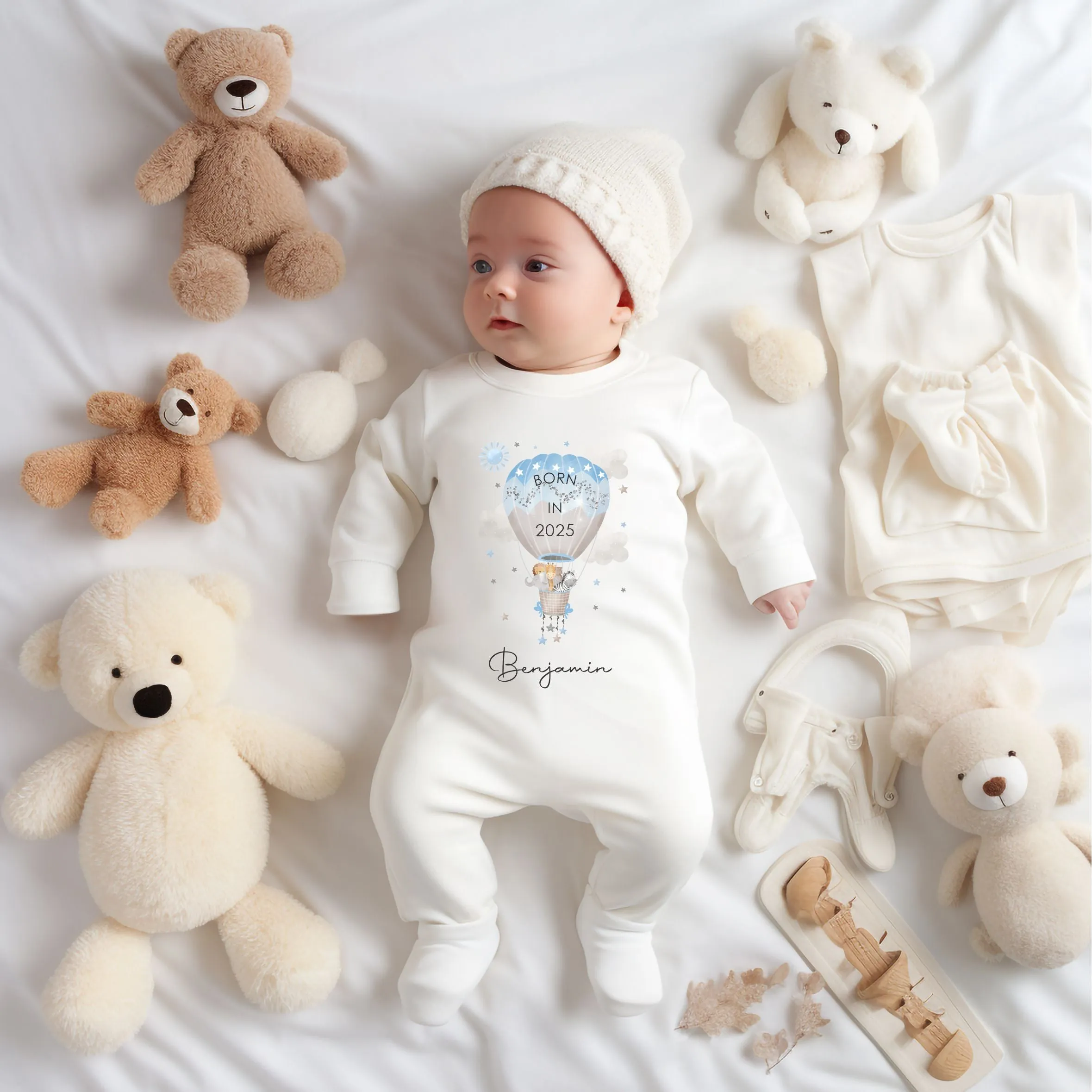 Personalised Born In 2025 Baby Rompersuit or Vest -  Balloon Animals